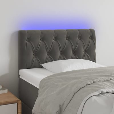 vidaXL - Hoofdbord - LED - 80x7x78/88 - cm - fluweel - donkergrijs