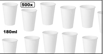 500x Beker next generation 180ml wit - limonada koffie thee soep fris drank thema feest festival chocomel yogi party