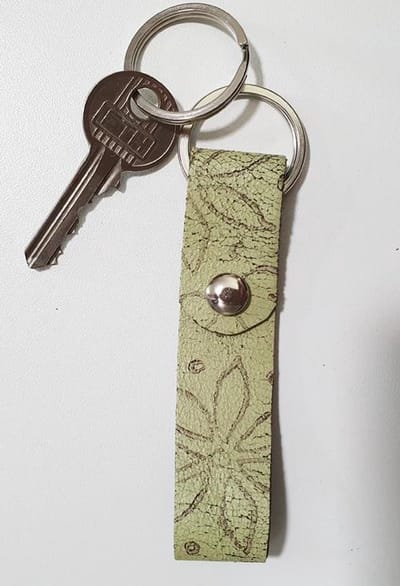 Toetie & Zo Handgemaakte Leren Sleutelhanger Groen Bloem, sleutelhouder, leder, handgemaakt