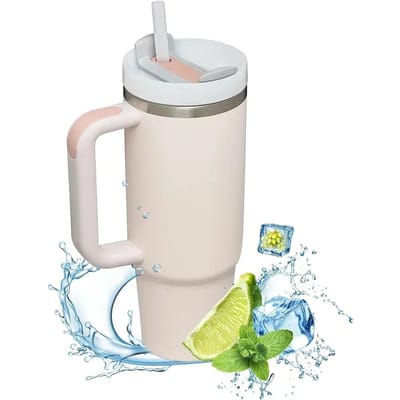 40oz Geïsoleerde Tumbler acuum Cup 2.0 Thermische Mok voor met Handvat Rietje Roestvrij Staal Warme en Koude Koffiedranken 1000-1500ml blauw