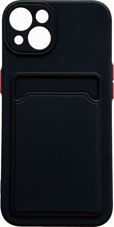Casemania Hoesje Geschikt voor Apple iPhone 15 Plus - Zwart - Siliconen Back Cover met Kaarthouder