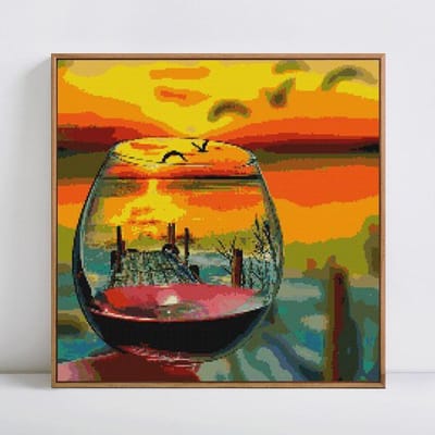 Diamant schilderij volledige ronde schilderachtige beker zee diamant borduurwerk mozaïek volledige weergave afbeelding 20X30CM