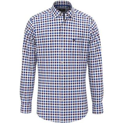 Fynch-Hatton Overhemd Classic Combi Check Strong Blue / male