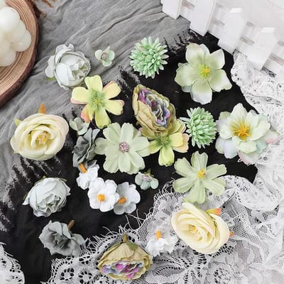Kunstbloemen Set van 24 Stuks voor Creatieve Projecten, DIY Decoratie, Bruiloften en Feesten, Thuis en Tuin (Groen)