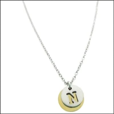 Aramat Jewels | Halskettingen | Stalen Initiaal Ketting met Ronde Letter Hanger – Gepersonaliseerde Ketting | N | |1,5mm | Staal | Volwassenen | Verkleurd niet