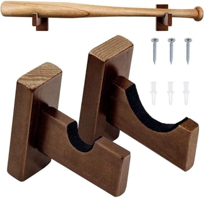 Muurbeugel voor Baseball en Softball Bats, 2 Stuks, Horizontale Rack met Viltvoering voor Stijlvolle Sportaccessoire Presentatie