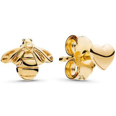 Authentieke 925 Sterling Zilveren Sprankelende Gouden Snitch Stud Oorbellen Vrouwen Jubileum Verloving Sieraden Cadeau beige