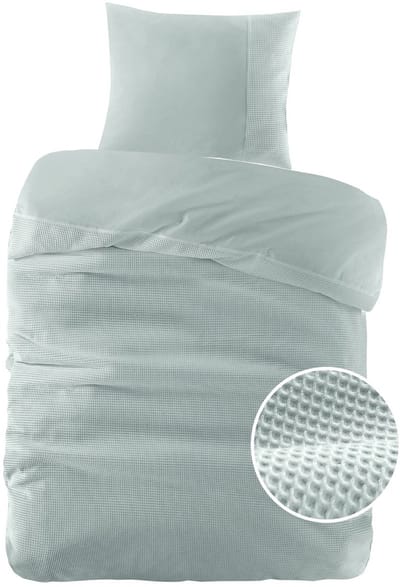 Papillon Dekbedovertrek Mendoza Wafel Mint Groen - 140x200/220 cm - Hoogwaardige Percale Katoen Super Zacht
