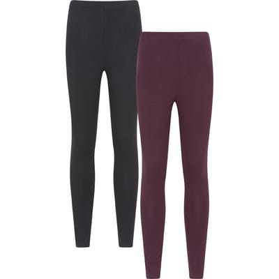 Mountain Warehouse Dames Katoenmix Middelgewicht Leggings (Verpakking van 2) (Bessen)