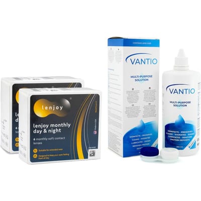 Lenjoy Monthly Day & Night (12 lenzen) + Vantio Multi-Purpose 360 ml met lenzendoosje