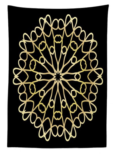ABAKUHAUS Mandala Tafellaken – 140 x 170 cm – satijn, donker mosterdkleur