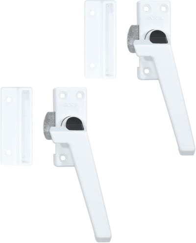 AXA Raamsluiting 2 stuks - 3308 - Raamkruk - Afsluitbaar met knop - Rechts naar buiten draaiend - Aluminium Wit