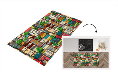Keukenloper - Loper keuken - Patronen - Huis - Boom - 120x60 cm - Keukenloper vinyl