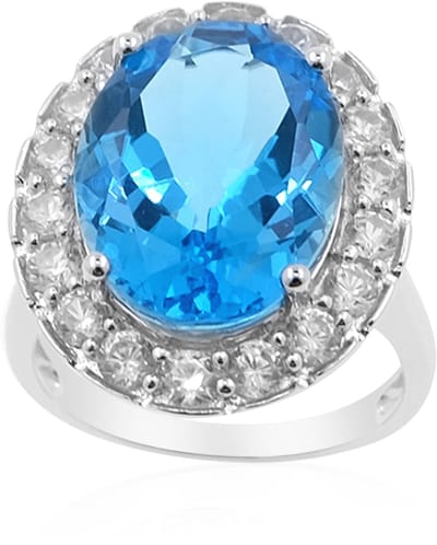 Cavill - 925 Sterling Zilver Ring met 9,675 ct Ovale Marambaia Topaas & 1,62 ct Cambodjaanse Zirkonen - Elegante Braziliaanse Sieraad