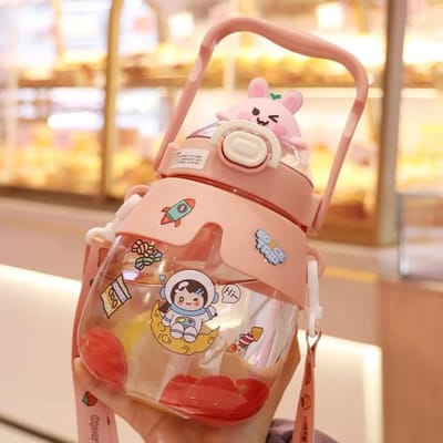 Tasse d'ours mignon Différents modes de 800 ml à 1400 ml Gobelet avec paille Bouteille d'eau Kawaii pour fille Bouilloire d'extérieur 1000ml to 1400ml