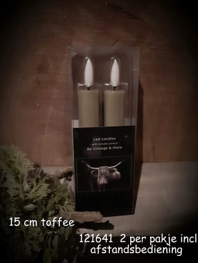 Led dinerkaarsen - toffee | beige - 15cm - Vintage & More -COUNTRYFIELD - Led kaars op batterij - ledkaarsen - led kaarsen met bewegende vlam