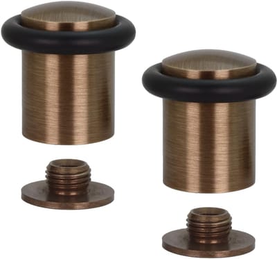 Deurstoppers Vloer - Deurstopper Set - Muren Beschermen - Massief Messing - 24x35 mm - Messing Zwart