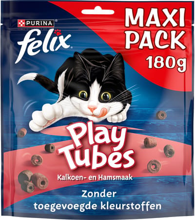 Felix Play Tubes Kalkoen&Ham - Kattensnack - 180 g