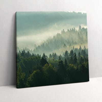 Wallfluent Foto Op Canvas Zonsopgang Beskiden - 60 x 60 cm - Groente Schilderij Op Canvas - Landschappen Foto Canvas - Natuur Print Op Doek - Landschappen Schilderij Canvas