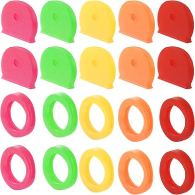 50 Stuks Sleutelkappen - Rubber Covers voor Standaard Huis Sleutels met 2 Kleurstijlen en Identifiers voor Gemakkelijk Herkennen