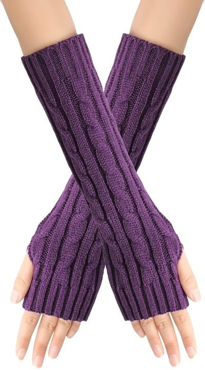 Nivard Armwarmers - Polswarmers - Armwarmers Dames - Duimopening - Wol - Armstukken - Winter - Paars