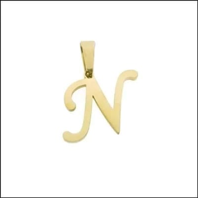 Aramat Jewels | Hangers | RVS Sierlijke Letter Hanger Initiaal Diverse Kleuren - Gepersonaliseerde Bedel | N | |14mm | Staal | Volwassenen | Verkleurd niet