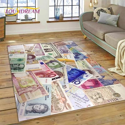 Dollar Euro Pond Geld Rijk Cartoon Gebied Tapijt, Tapijt Tapijt voor Thuis Woonkamer Slaapkamer Bank Deurmat Decor, kinderen Antislip Vloermat 40x60cm16x24in