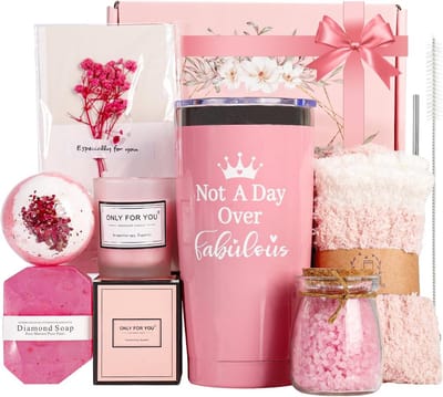 Aromatherapy Badset Geschenkverpakking - 600 ml Dubbelwandige RVS Drinkbeker, Geurkaars, Handgemaakt Zeep, Badzout, Sokken