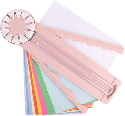 Papier randsnijder - Ambachtelijke schaar - Kaarten maken - 12 snijkoppen - 468 cm - Roze