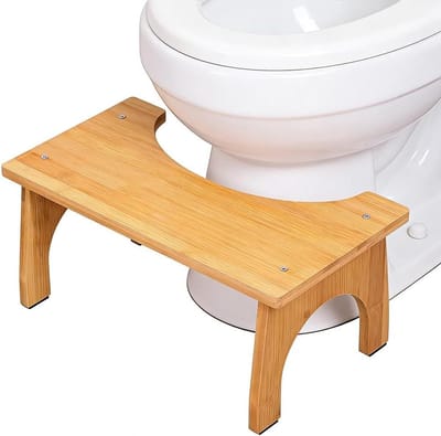Toiletkruk - Houten Kruk - Comfortabel Zitten - Ergonomisch Ontwerp - 38.5x19.5x3 cm - Houtkleur