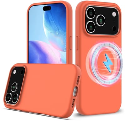 Lunso Geschikt voor iPhone 17 Pro Max hoesje - Flexibel siliconen Backcover met magnetisch - Oranje
