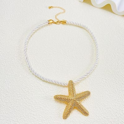 Dames Overdreven Boho Grote Zeester Ster Hanger Choker Ketting Zomer Punk Witte Dikke Ketting Y2K Sieraden Accessoire beige