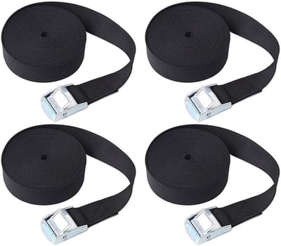 Verstelbare Sjorbanden - Spanbanden Set - Vracht Beveiligen - Zinklegering Gesp - 1m x 50mm - Zwart