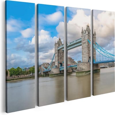 Artaza Canvas Schilderij Vierluik Tower Bridge in Londen - 80x60 - Foto Op Canvas - Canvas Print