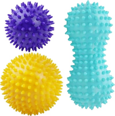 Massage Ball Set voor Spierontspanning, 3-Delige Set met Stekels, Ideaal voor Rug, Benen en Voeten
