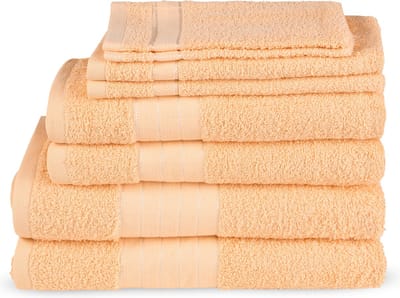 Good Morning uni handdoek effen kleur - Handdoekenset 8 - Perzik - Badstof