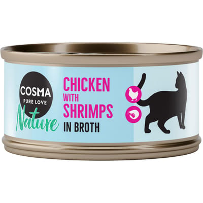 24x70g Kippenborst & Garnalen Cosma Nature Kattenvoer