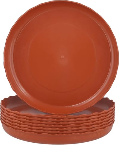 Set van 8 kunststof plantenschaal met kant, 30 cm, voor binnen en buiten, ideaal voor tuin en plantenpotten