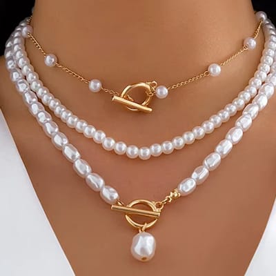 My Sweet Romance® - Driedubbele Parelketting – 3 Laags – Vintage Stijl