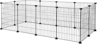 Ploutos® Puppyren - Modulaire Dierenren - Flexibele Hondenren en Konijnenren - Zwart - ‎144cm x 74cm x 46cm