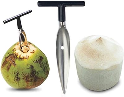 Coconut Opener Set voor het Makkelijk Openen van Kokosnoten, RVS, Voedselveilig en Duurzaam, Ideaal voor Kokoswater en Smoothies