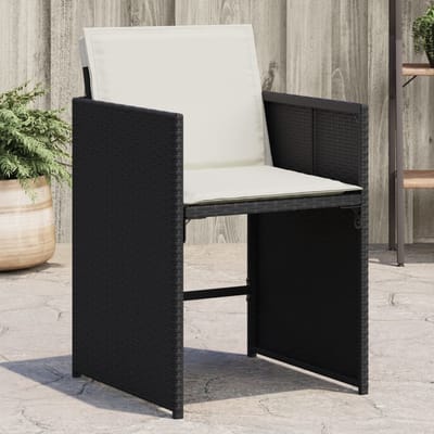 vidaXL - Tuinstoelen - 4 - st - met - kussens - poly - rattan - zwart