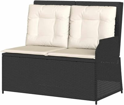 Verstelbare Tuinbank - Buitenbank Kussens - Ontspannen Buiten - Verstelbare Rugleuning - 110 x 67 x 95 cm - Zwart