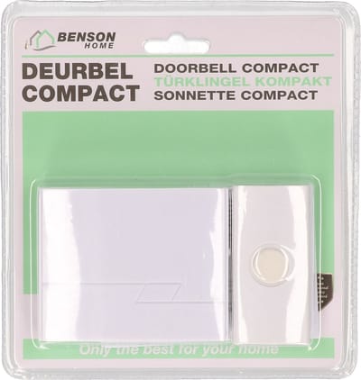Benson Deurbel - draadloos - 16 melodieën - 30 meter bereik - wit - compact