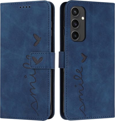 Coverup Hoesje - Geschikt voor Samsung Galaxy S24 FE Hoesje - Coverup Smile Book Case - Blauw