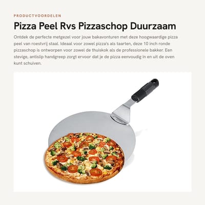 Dailygoods- Pizza Peel 10 Inch - Roestvrij Staal - Antislip Handvat - Bakken - Pizza Paddle - Professioneel Gebruik - Bakschep