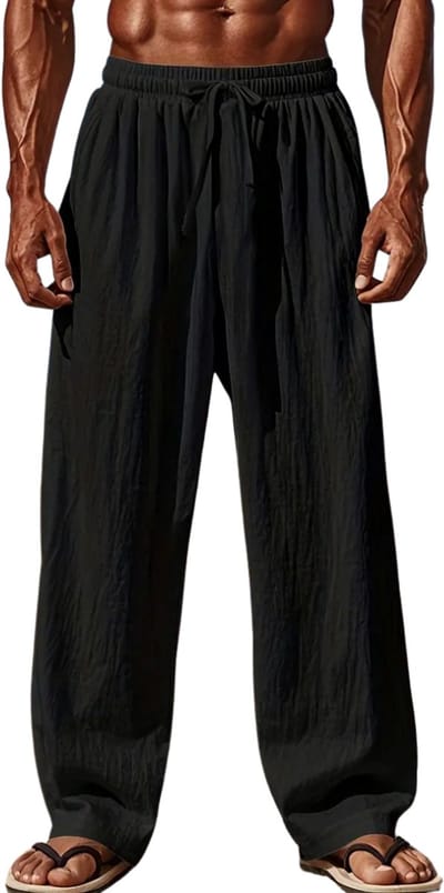 Livano Linnen Broek Heren - Zomerbroek - Volwassenen - Lange Broek - Pantalon - Strandbroek - Zomer - Ibiza Stijl - Zwart - Maat S
