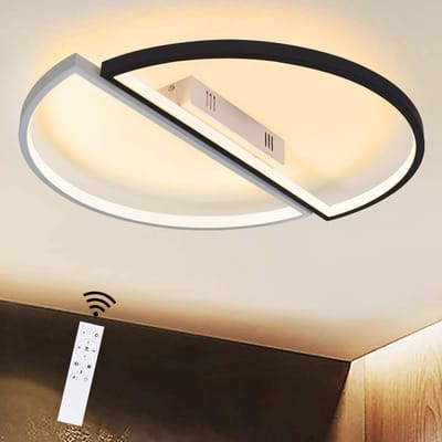 NETTLIFE Plafondlamp LED - rond - Wit en Zwart - 49cm - 2-Lichts - 3000-6500K Dimbaar - Moderne Slaapkamerverlichting - voor Keuken | Woonkamer | Hotel - 53W