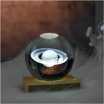 Glazen Bol Lamp - Decoratieve Lamp - Woonkamer Decoratie - 3D Visueel Effect - 8 cm Diameter - Transparant