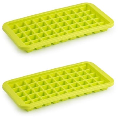 Plasticforte Tray met Cocktail ijsblokjes - 2x stuks - ijsklontjes vormen - 50 vakjes - kunststof - groen